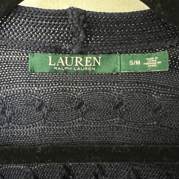 Ralph Lauren Mid Length Cable-Knit Cashmere Open-Front Long Sleeve Cardigan - Picture 3 of 3